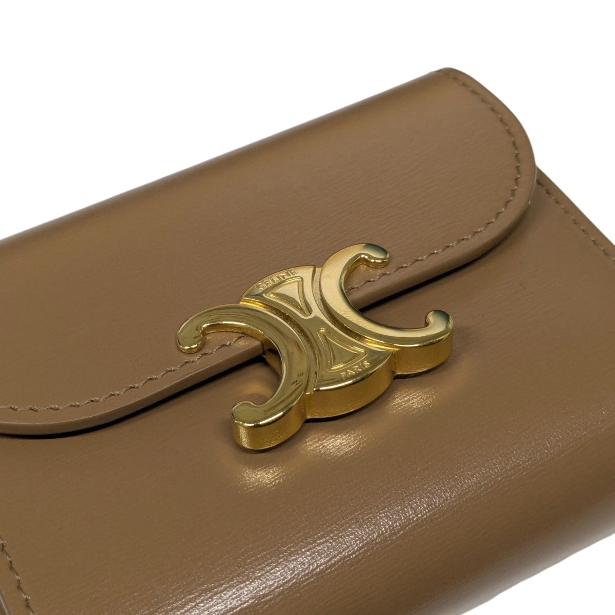 値下げ！美品☆セリーヌ　三つ折り財布　トリオンフ柄　ブラウン CELINE(セリーヌ) スモール フラップウォレット トリオンフ3