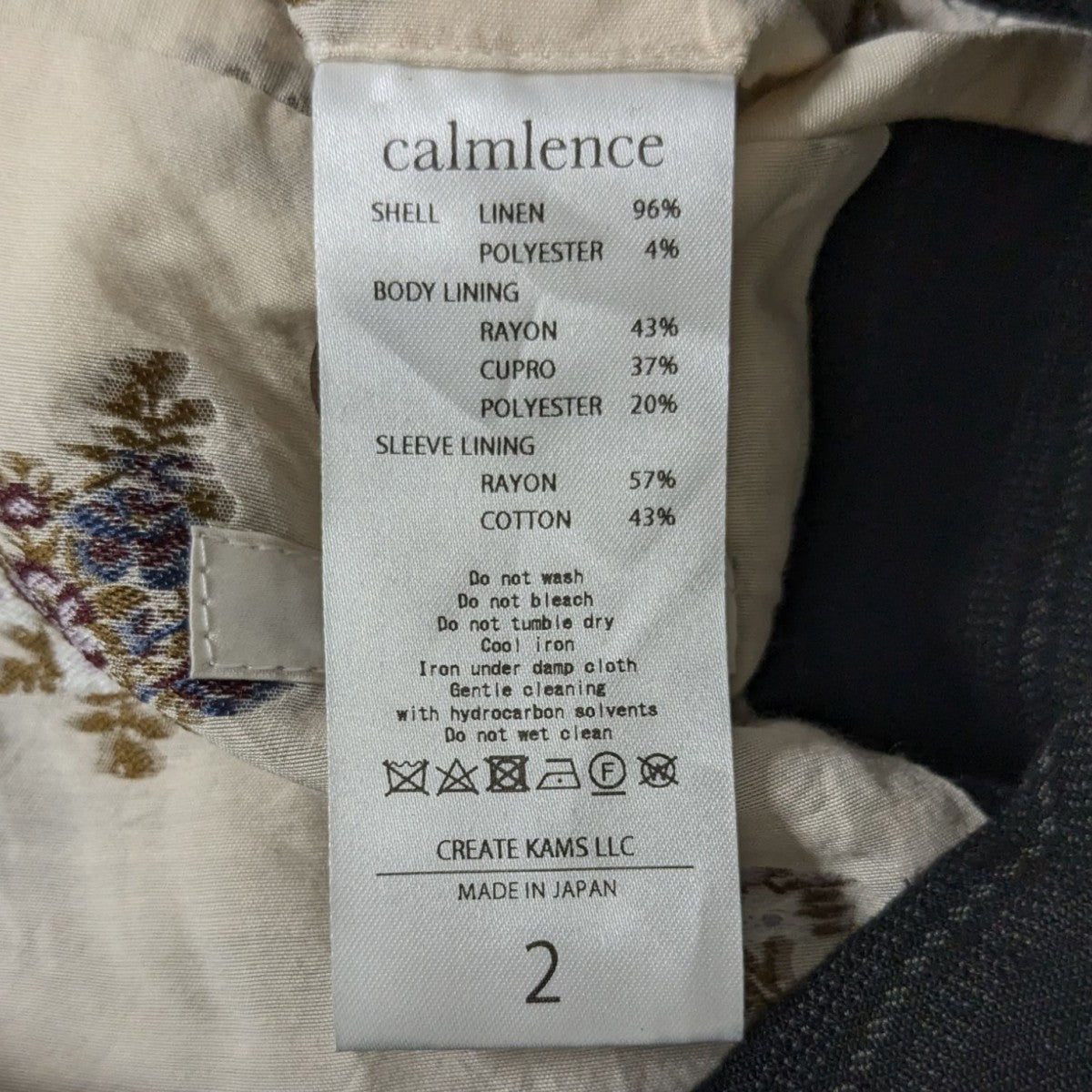 calmlence(カームレンス) テーラードジャケット ブラック×グレー