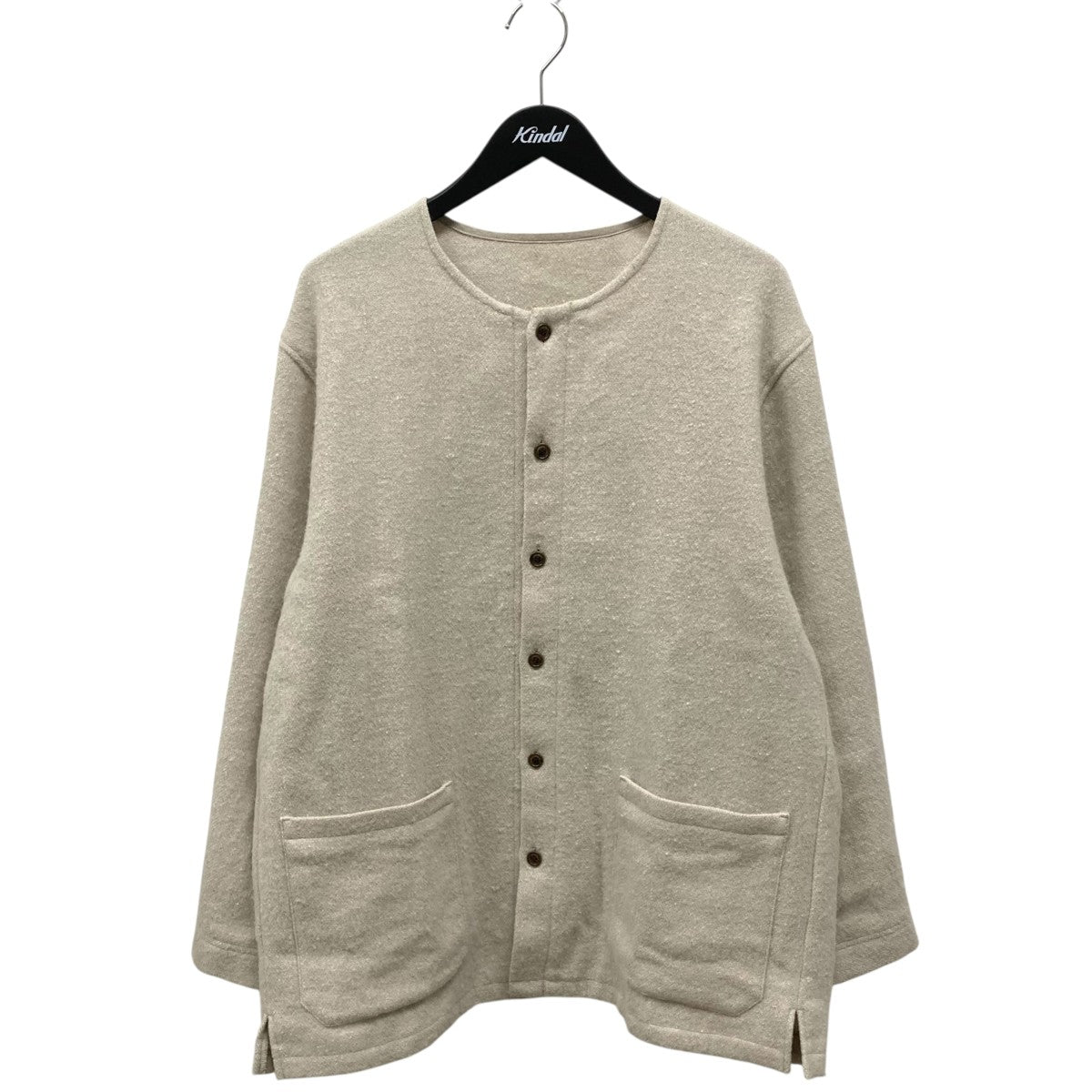 ヨーロッパリネンウール ノーカラー シャツジャケット 02243-0008