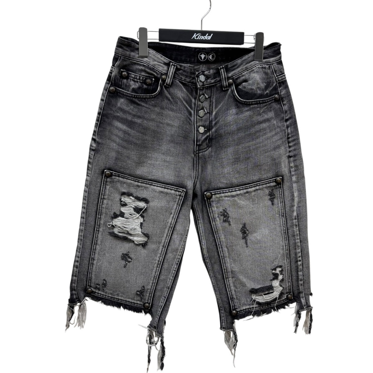 Zさん専用　thug club サグクラブ ダメージ加工 グレーショートパンツ Zさん専用 thug club サグクラブ ダメージ加工 グレーショート