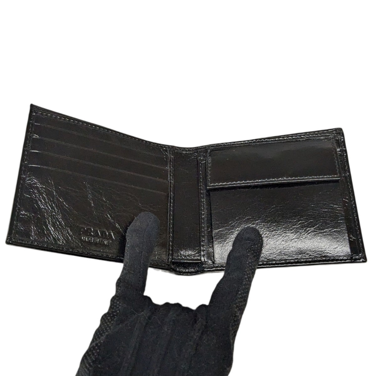 PRADA(プラダ) ソフトルックスレザー2つ折り財布 ブラック｜【公式