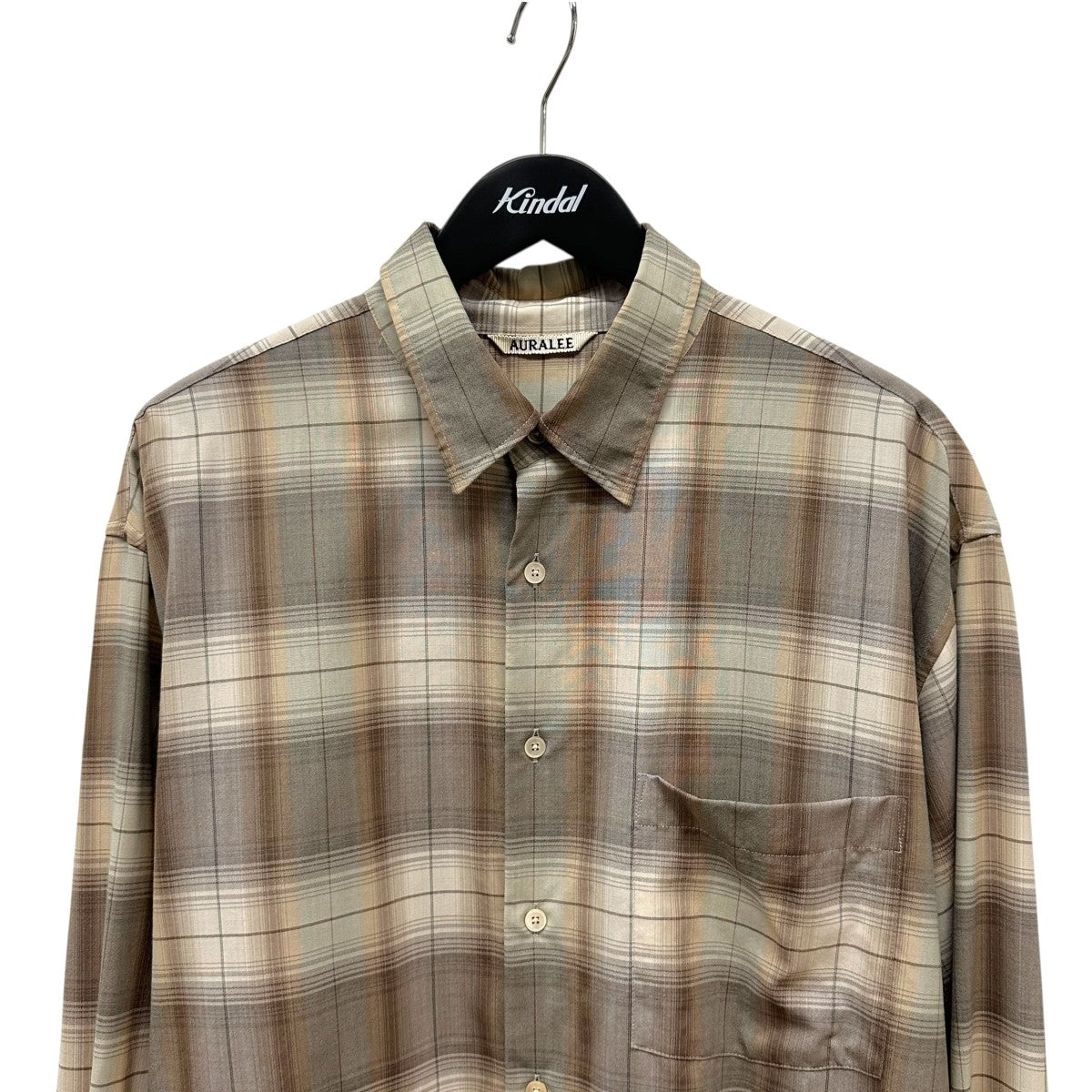 AURALEE(オーラリー) SUPER LIGHT WOOL CHECK SHIRTチェック長袖シャツ