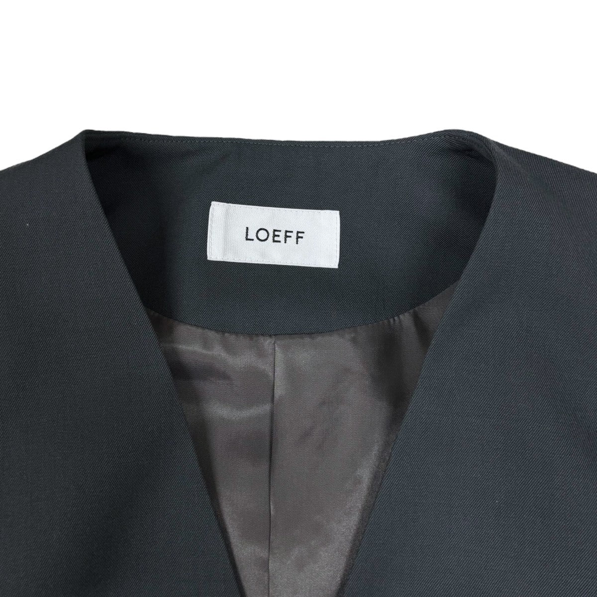 LOEFF ウール ギャバ カーブノーカラージャケット8822-209-0039 古着・中古-5枚目のアイテム画像