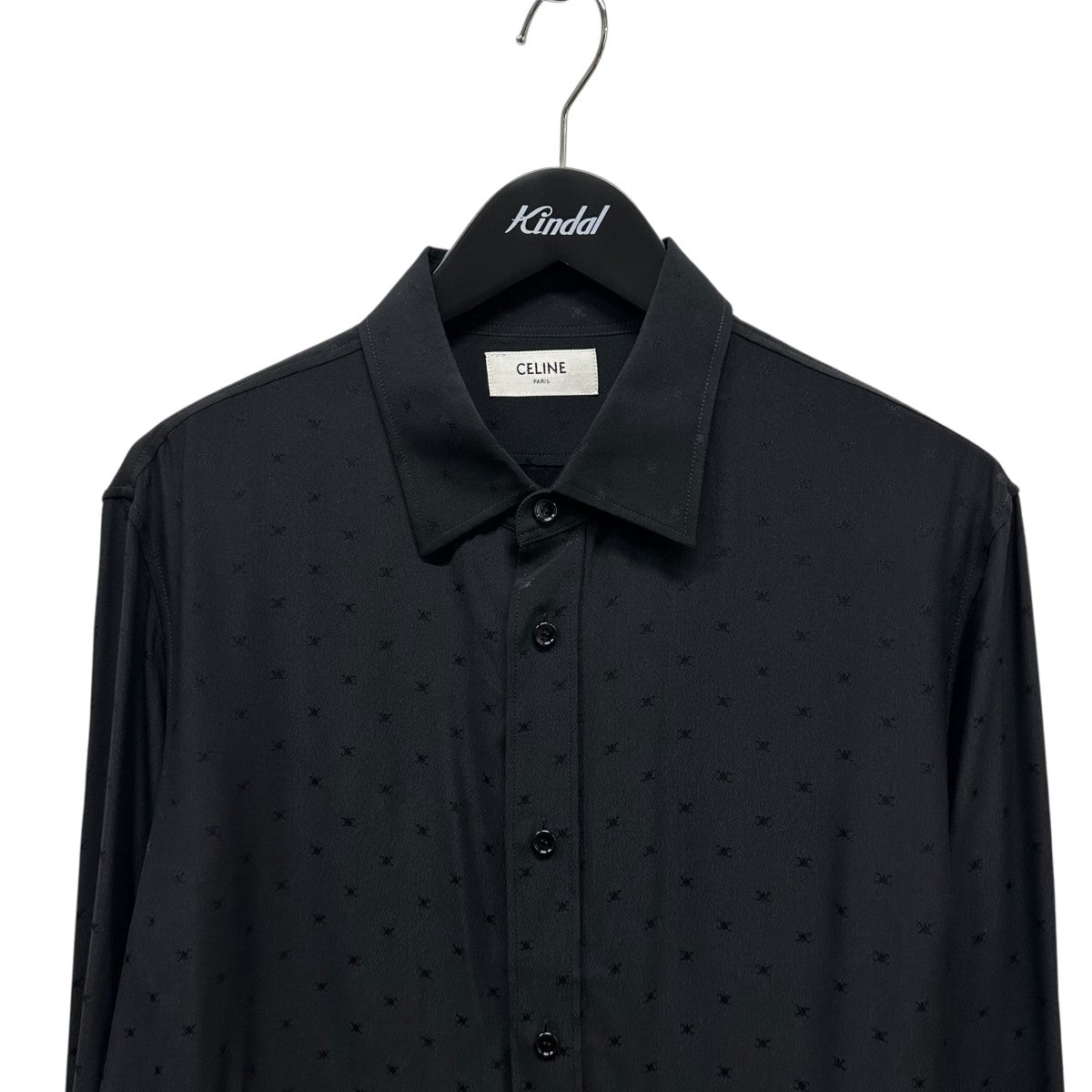 美品✨CELINE 黒白ドット柄長袖シャツ お買い得アイテム】ドット柄レーヨン長袖シャツ | CELINE