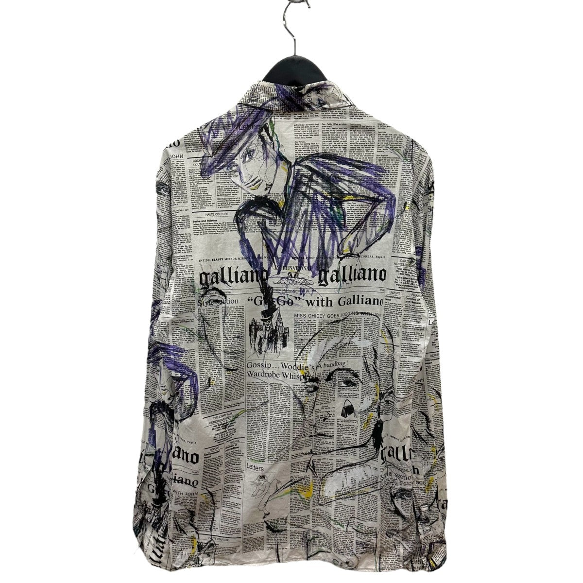 JOHN GALLIANO(ジョンガリアーノ) newspaper総柄シャツ ライト