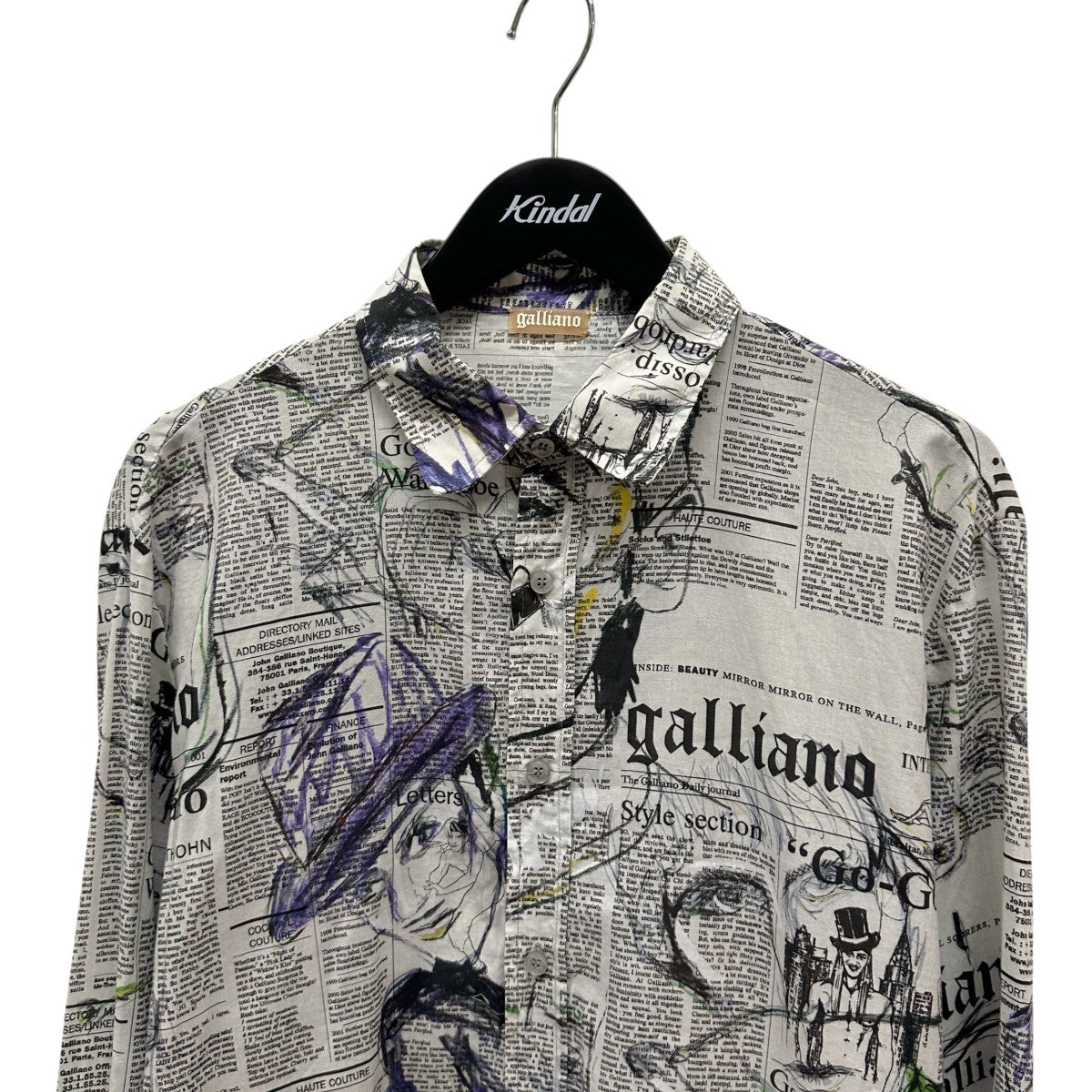 JOHN GALLIANO(ジョンガリアーノ) newspaper総柄シャツ ライト