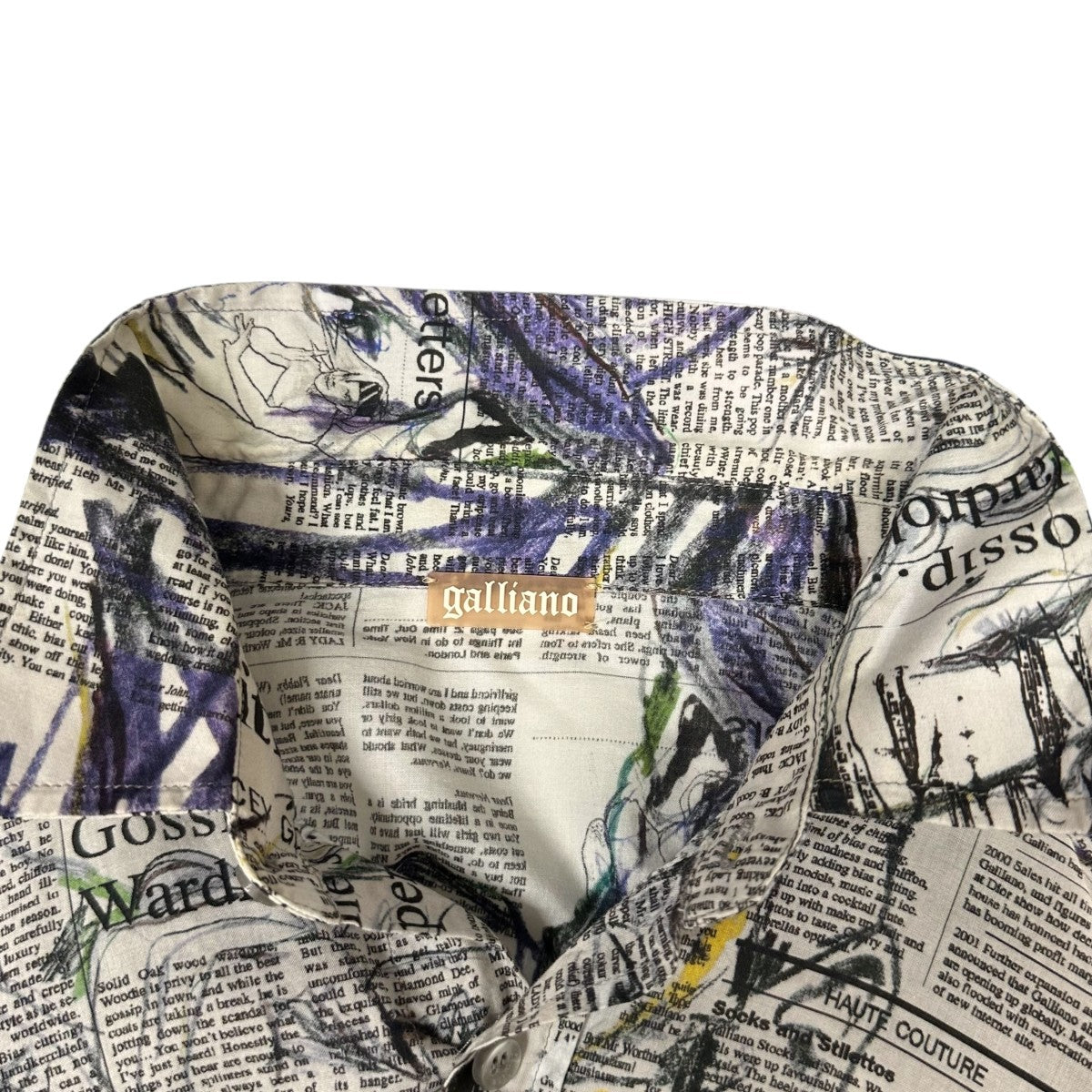 JOHN GALLIANO(ジョンガリアーノ) newspaper総柄シャツ ライト
