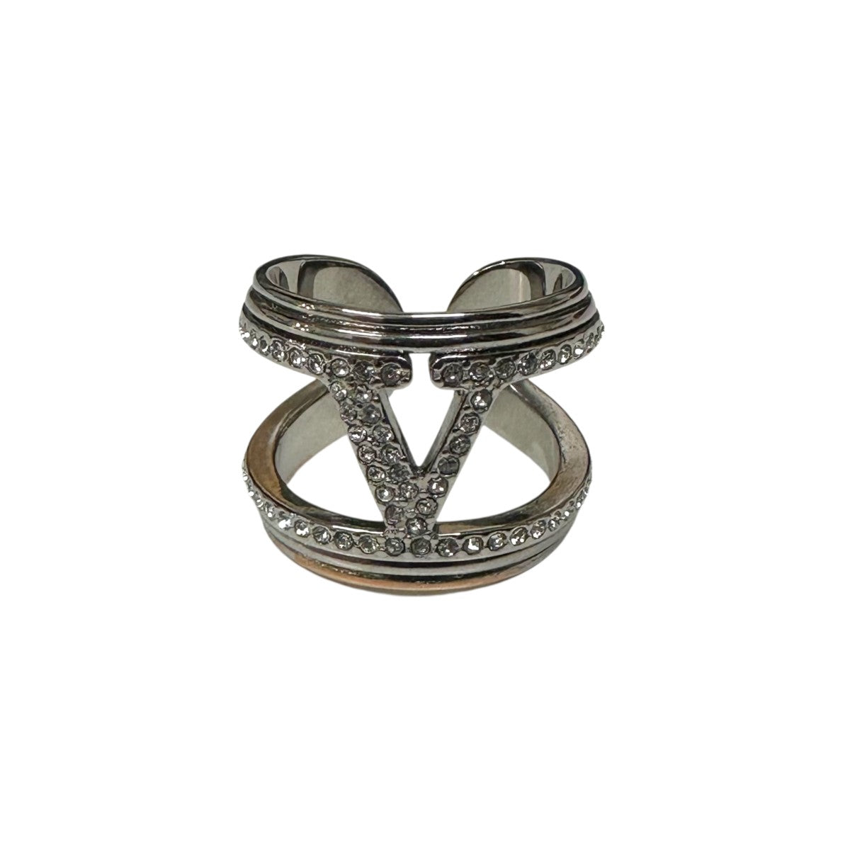 Vロゴ クリスタルリング シルバー 13号 スワロフスキー ヴァレンティノ