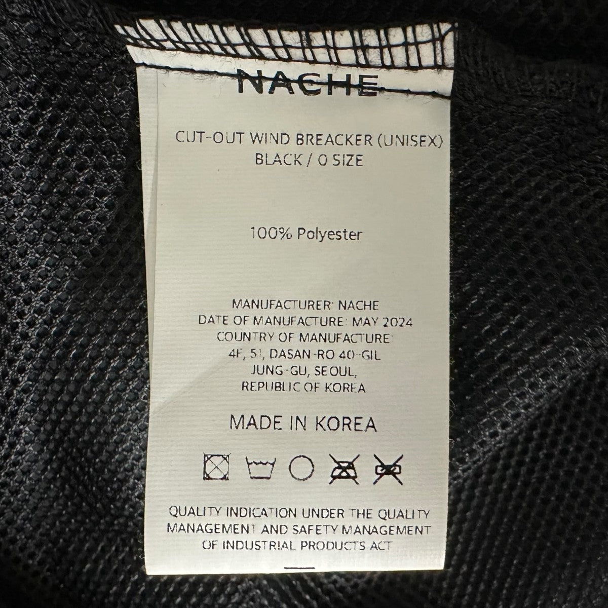 NACHE(ナチェ) CUT-OUT WIND BREAKERウィンドブレーカー ブラック