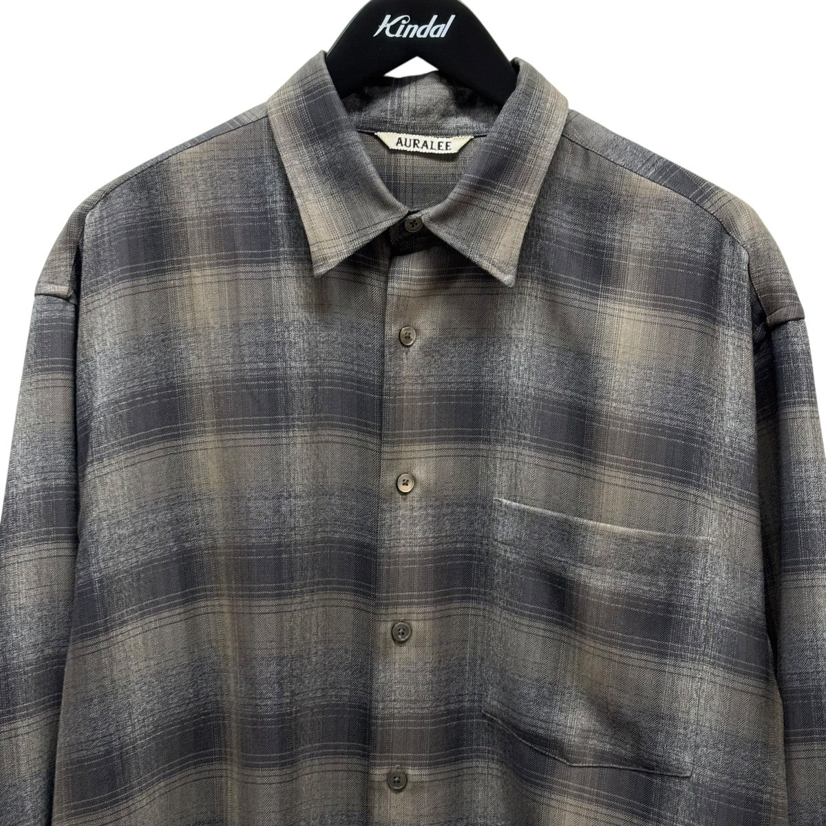 AURALEE(オーラリー) SUPER LIGHT WOOL CHECK SHIRT #BEIGE BLUE