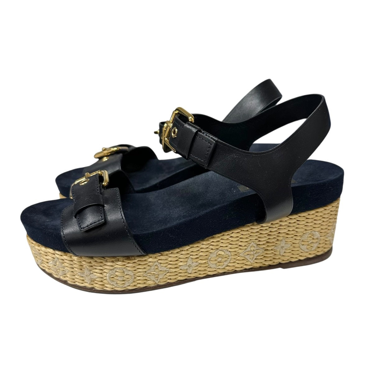 ルイヴィトンLOUIS VUITTON ウェッジソール サンダル 37 未使用 ルイヴィトン スターボード モノグラム ウェッジソール