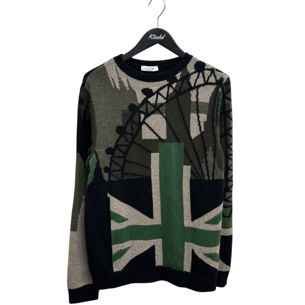 valentino ニット　チェック　グリーン Valentino Garavani logo-intarsia crew-neck Jumper | Green | FARFETCH