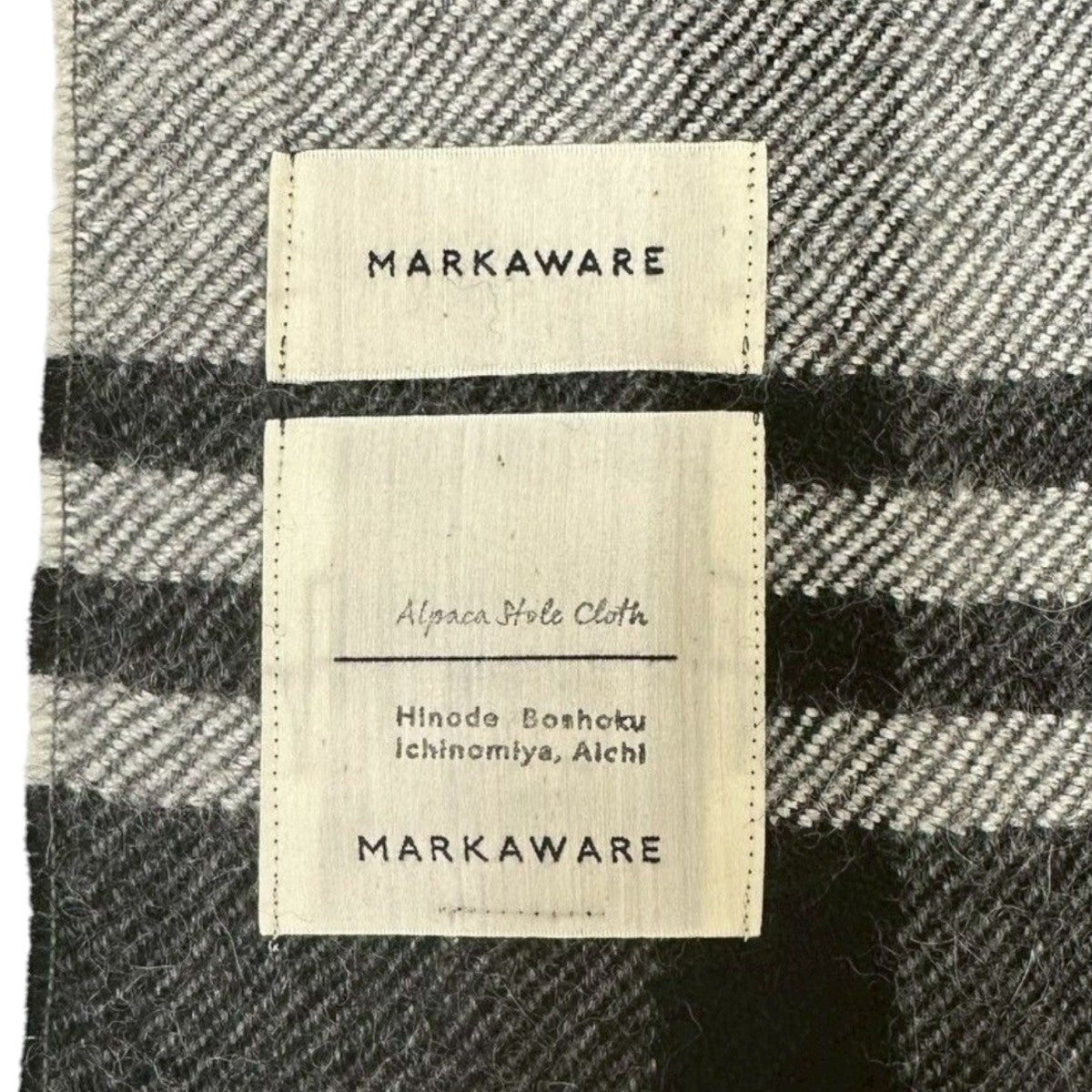 MARKAWARE(マーカウェア) アルパカストールマフラー ブラック×ホワイト