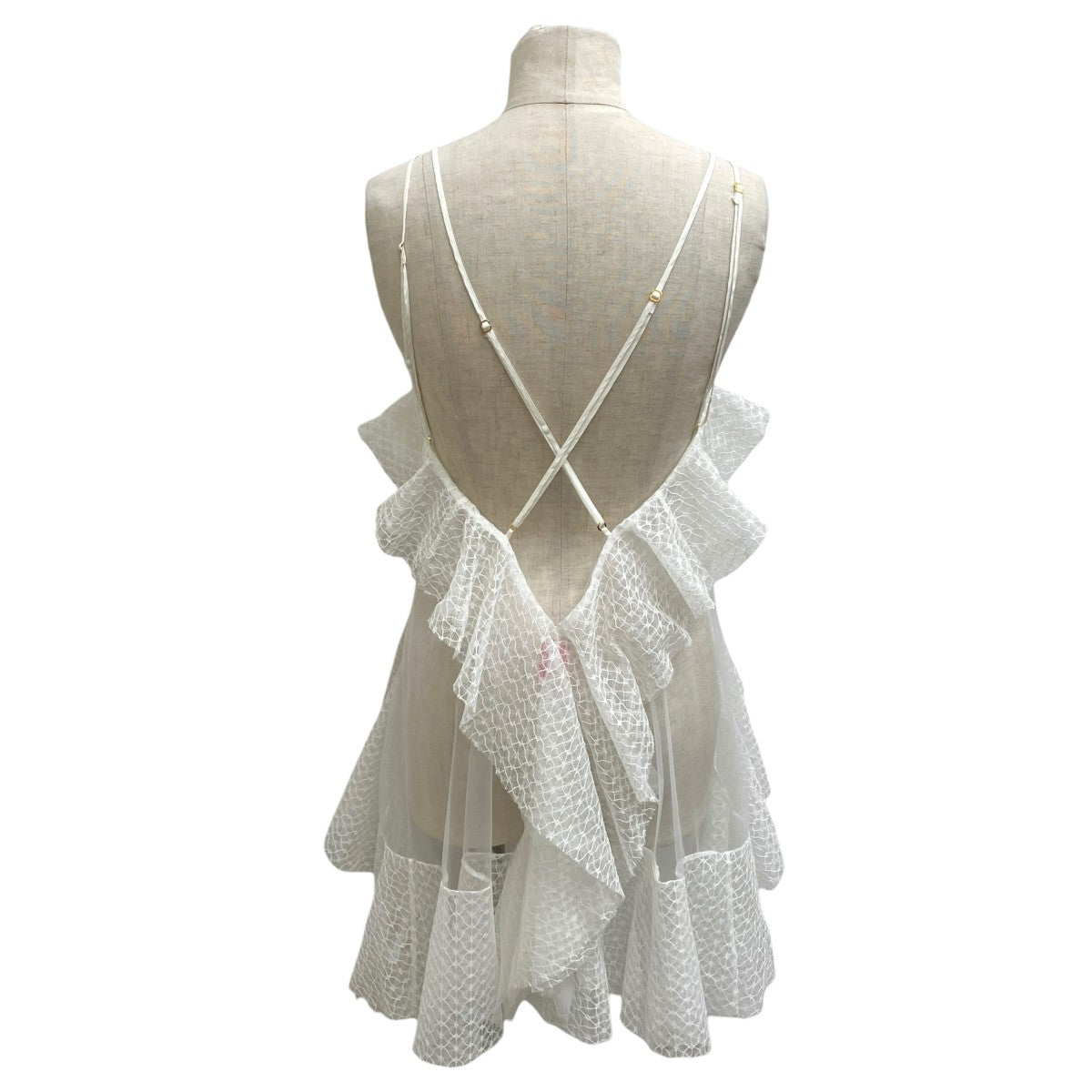 24SSRUFFLE LACE MINI DRESSワンピースFTC242-0815