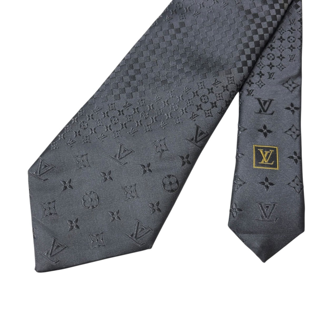 美品 LouisVuitton ルイヴィトン グレー ネクタイ モノグラム LOUIS VUITTON(ルイヴィトン) ミックスモノグラムネクタイ
