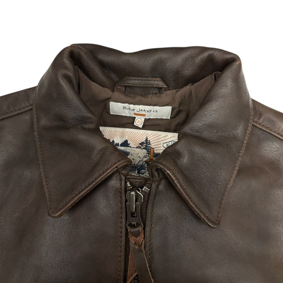 NUDIE JEANS(ヌーディージーンズ) レザージャケット ブラウン サイズ