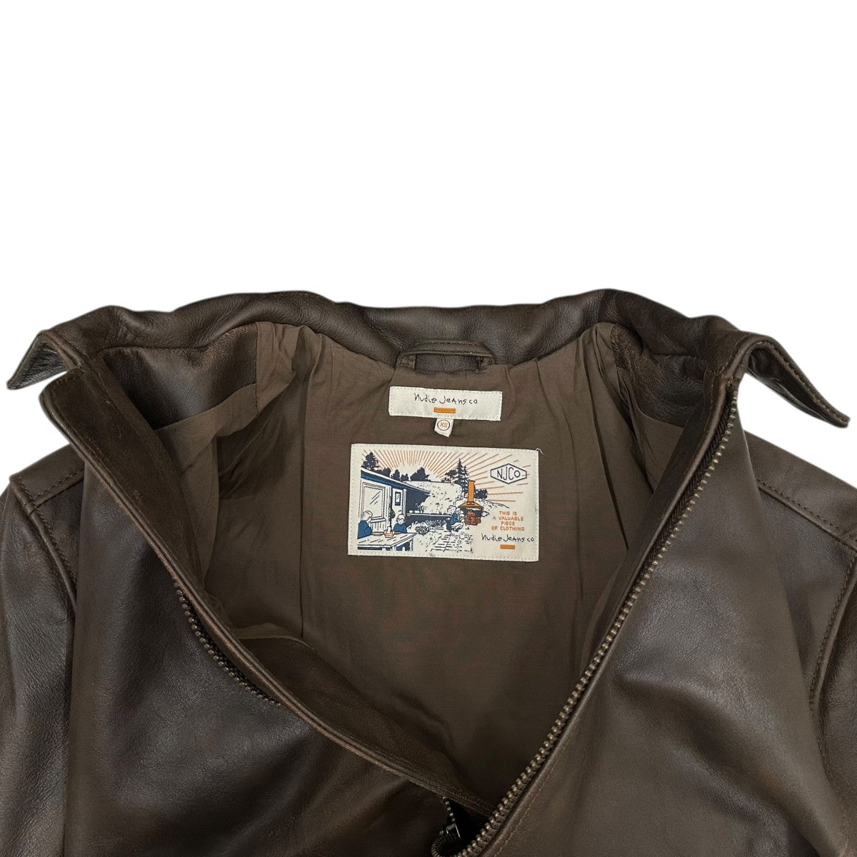 NUDIE JEANS(ヌーディージーンズ) レザージャケット ブラウン サイズ