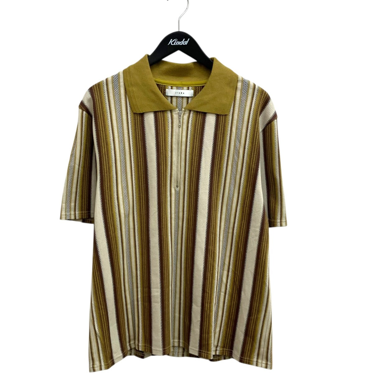 Jieda 24SSHALF ZIP STRIPE S S SHIRTジップニットポロシャツJie-24S-SH09 古着・中古-1枚目のアイテム画像