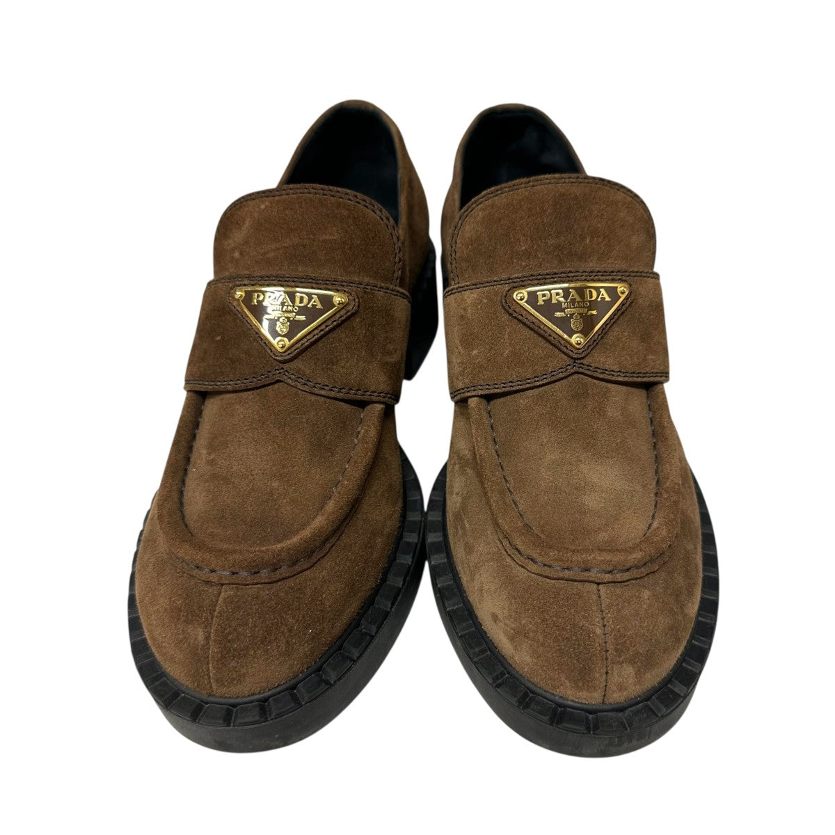 新品　PRADA チョコレート ブラッシュドレザー ローファー 37 プラダ ブラウン プラダ チョコレート ブラッシュドレザー ローファー | PRADA