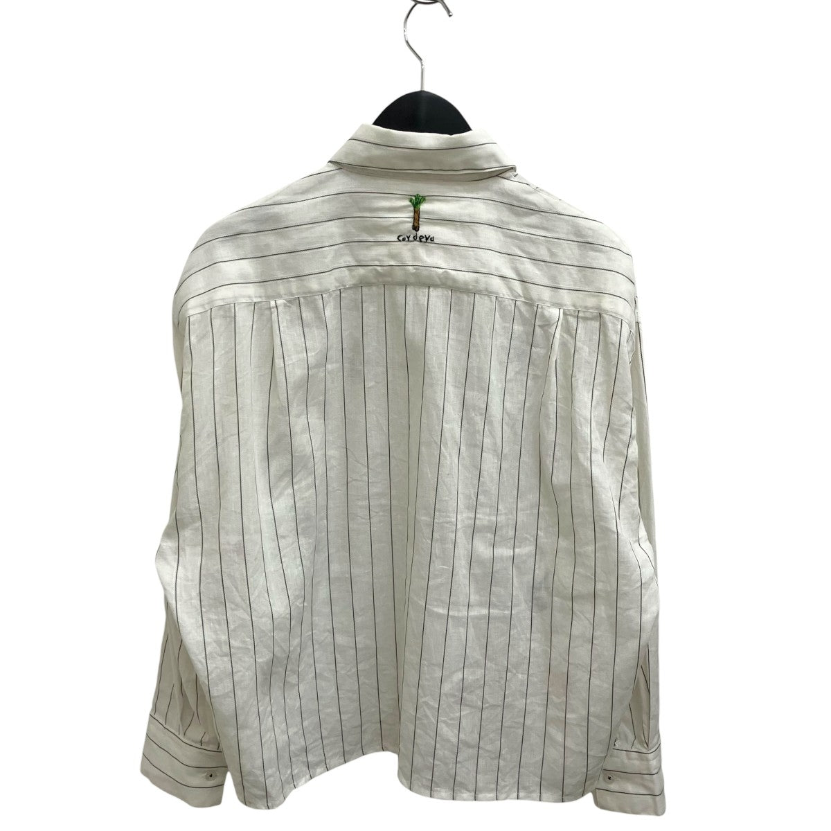 Mujeres Hand Embroidered Shirtストライプ長袖シャツ