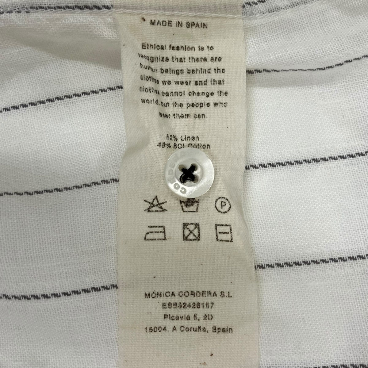 Mujeres Hand Embroidered Shirtストライプ長袖シャツ