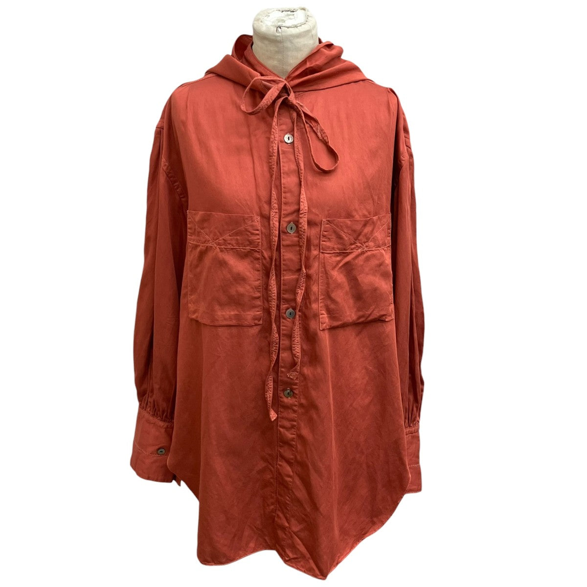 JoICEADDED WASHED SATIN SHIRT スカーフ付長袖ブラウス 古着・中古-1枚目のアイテム画像