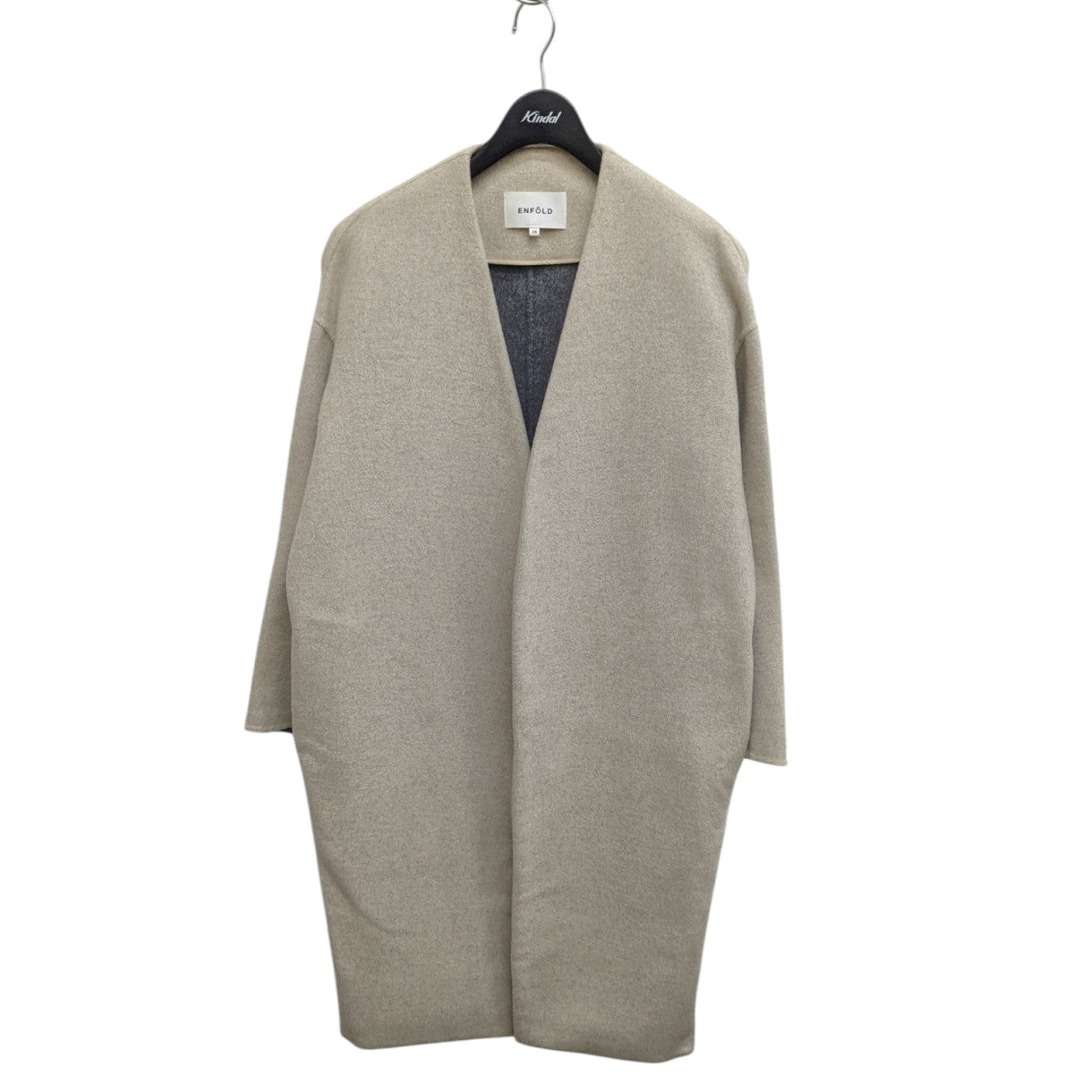 ENFOLD(エンフォルド) リバーウール ノーカラー ロングコート 3009A130