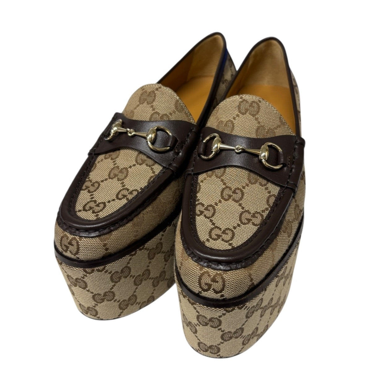 GUCCI GGキャンバス ホースビット プラットフォームローファー726009 古着・中古-1枚目のアイテム画像