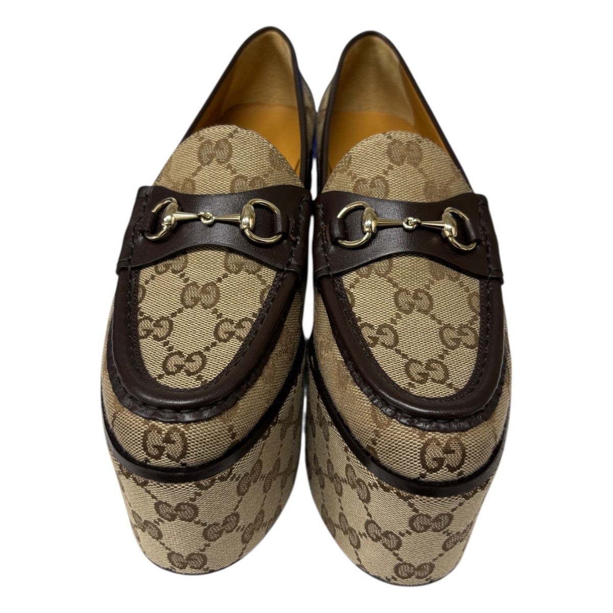 GUCCI(グッチ) GGキャンバス ホースビット プラットフォームローファー