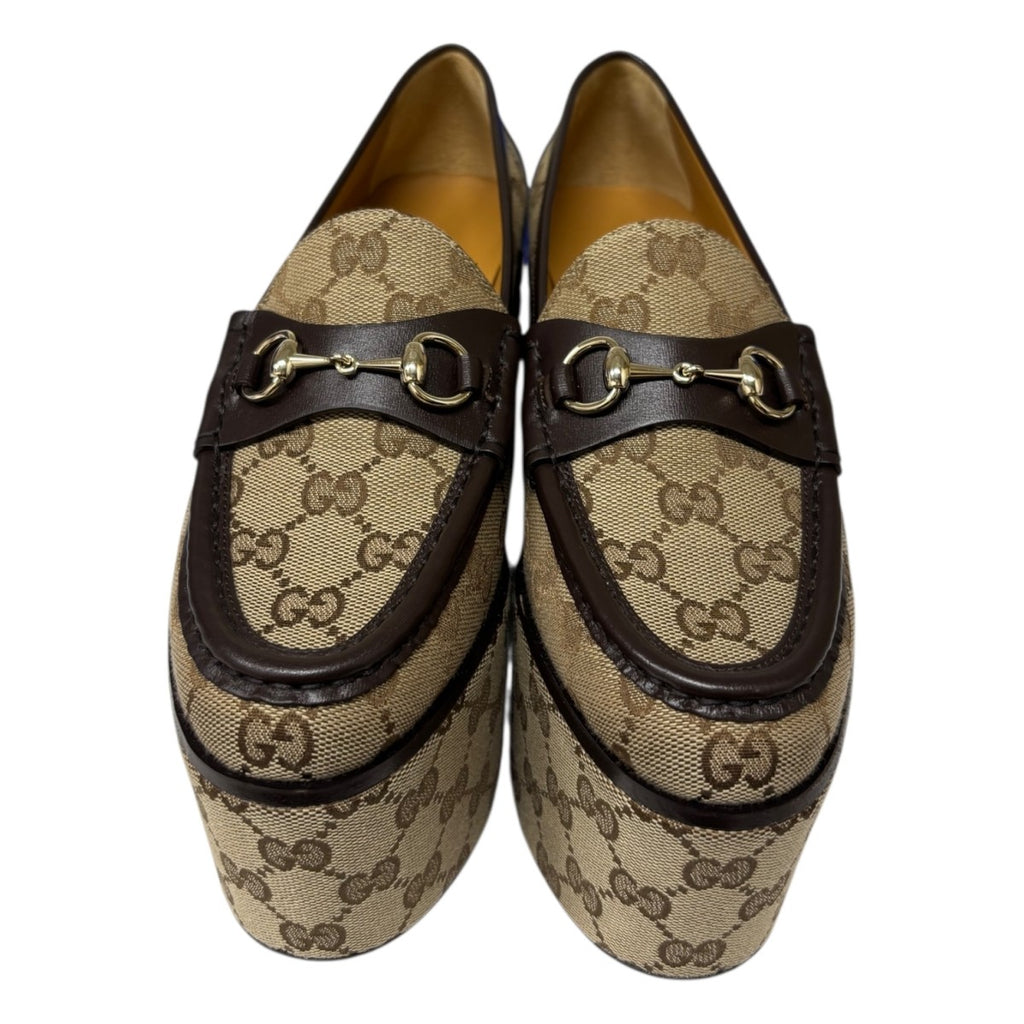 GUCCI(グッチ) GGキャンバス ホースビット プラットフォームローファー 