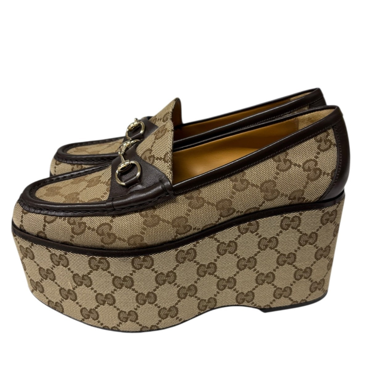 GUCCI(グッチ) GGキャンバス ホースビット プラットフォームローファー