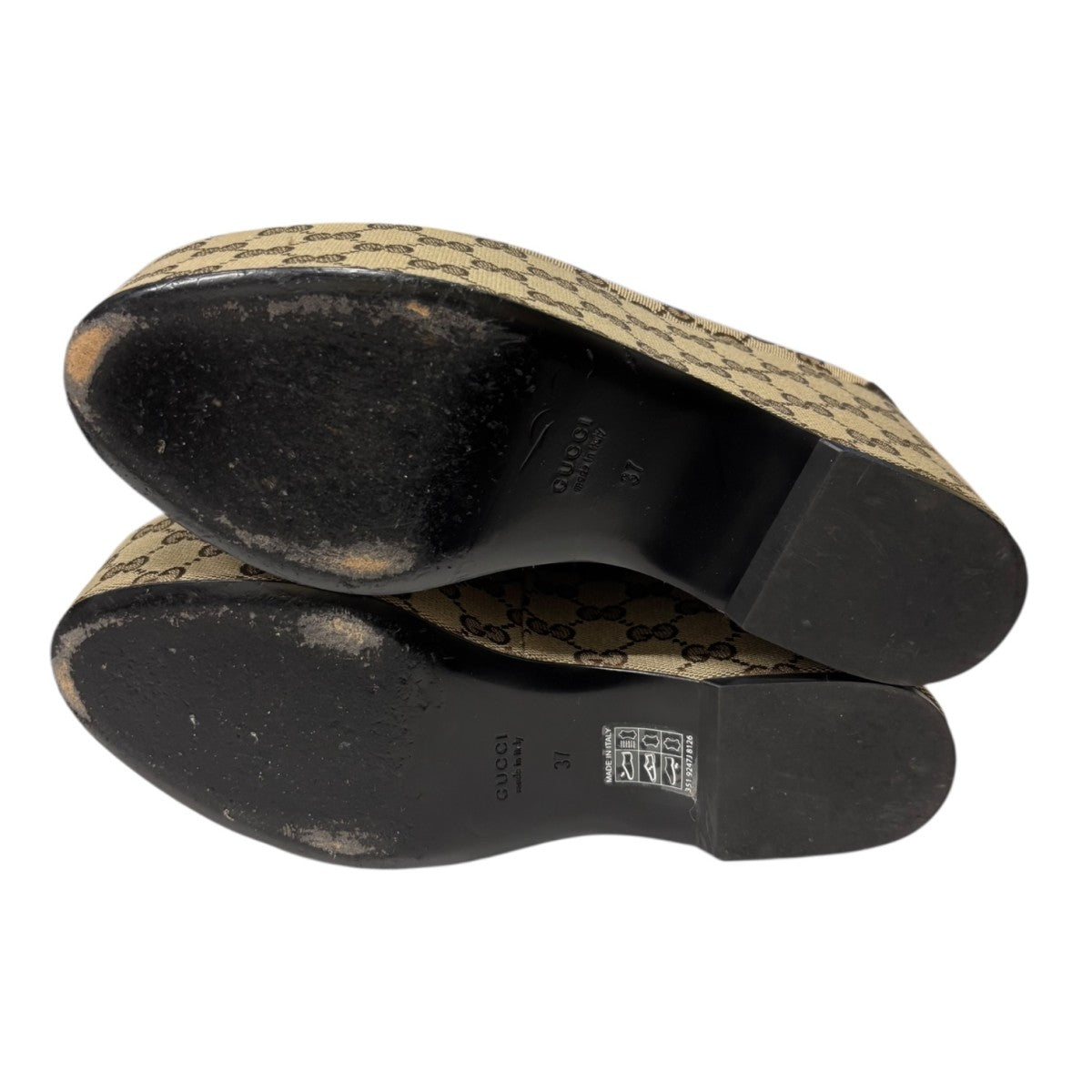 GUCCI(グッチ) GGキャンバス ホースビット プラットフォームローファー