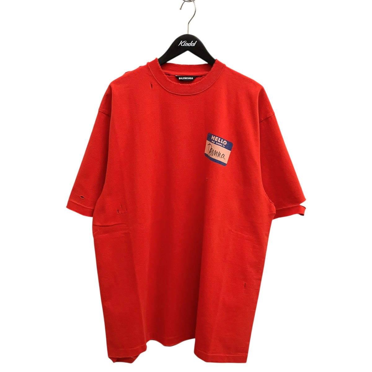 BALENCIAGA 21SSデストロイ加工 ワンポイント ロゴ ヘビーウェイト クルーネック半袖Tシャツ651795 古着・中古-1枚目のアイテム画像
