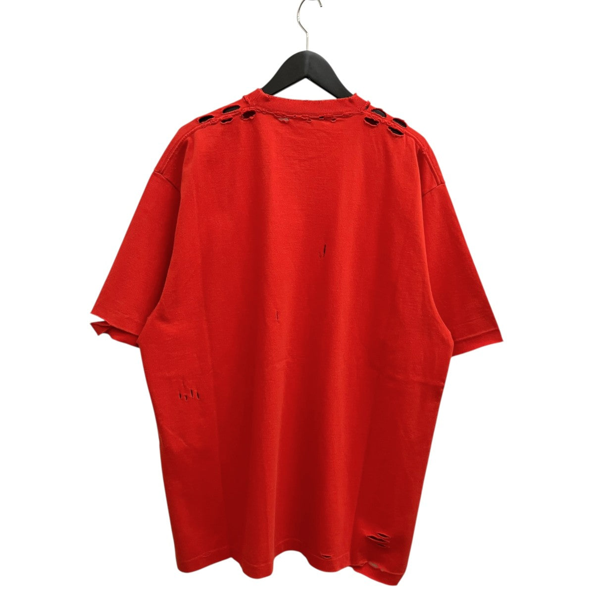 BALENCIAGA 21SSデストロイ加工 ワンポイント ロゴ ヘビーウェイト クルーネック半袖Tシャツ651795 古着・中古-2枚目のアイテム画像