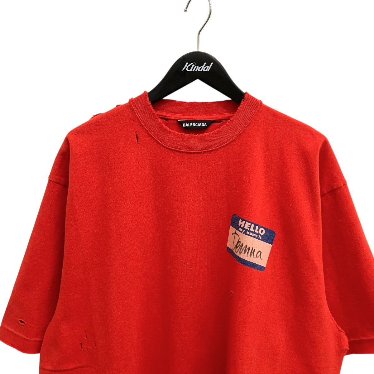 BALENCIAGA 21SSデストロイ加工 ワンポイント ロゴ ヘビーウェイト クルーネック半袖Tシャツ651795 古着・中古-3枚目のアイテム画像