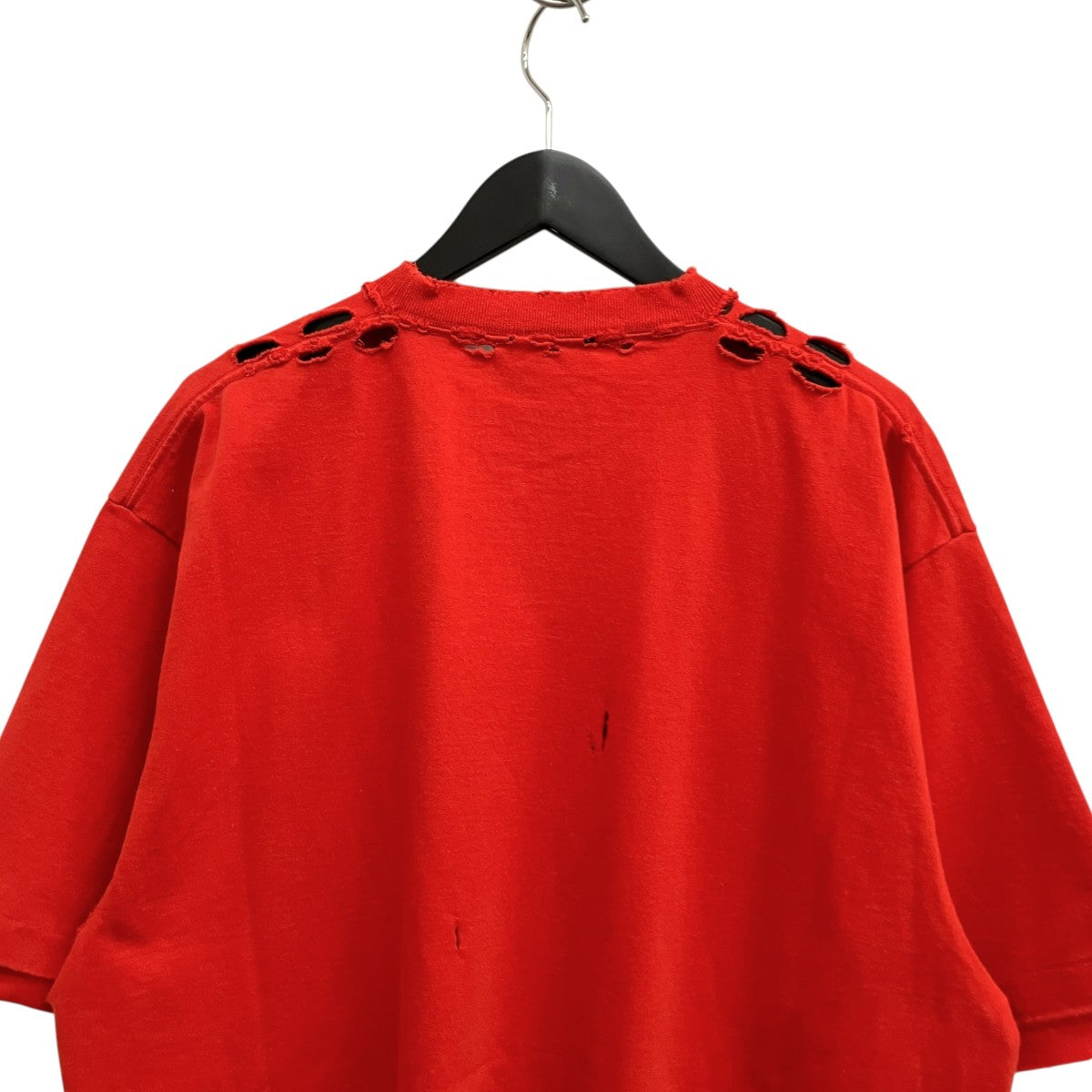 BALENCIAGA 21SSデストロイ加工 ワンポイント ロゴ ヘビーウェイト クルーネック半袖Tシャツ651795 古着・中古-4枚目のアイテム画像