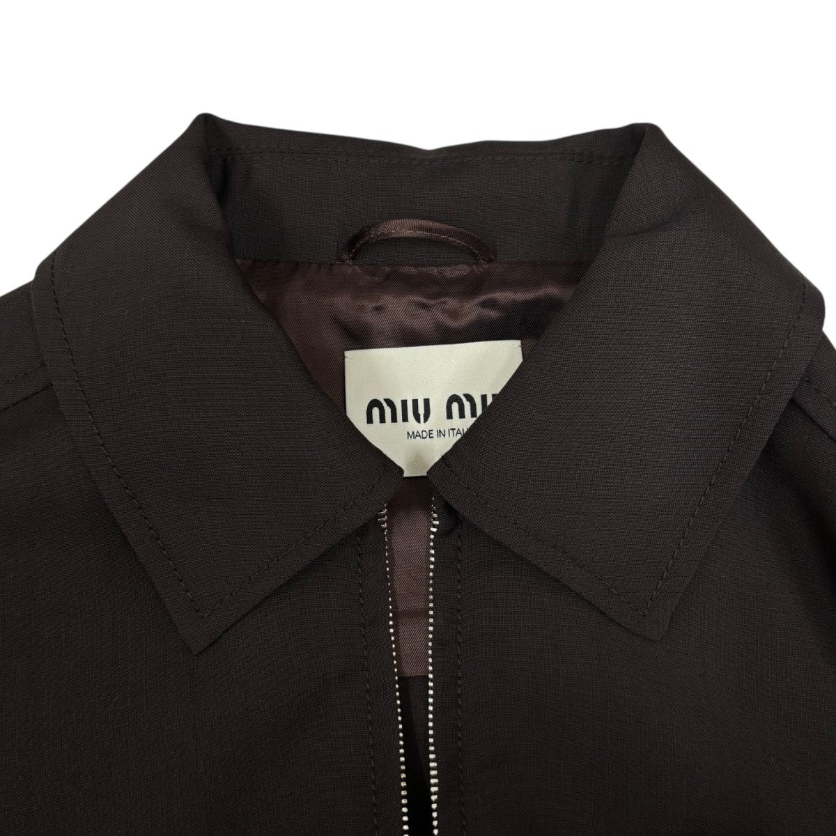 MIU MIU(ミュウミュウ) 24SSロゴワッペン モヘア・ウールジップアップ