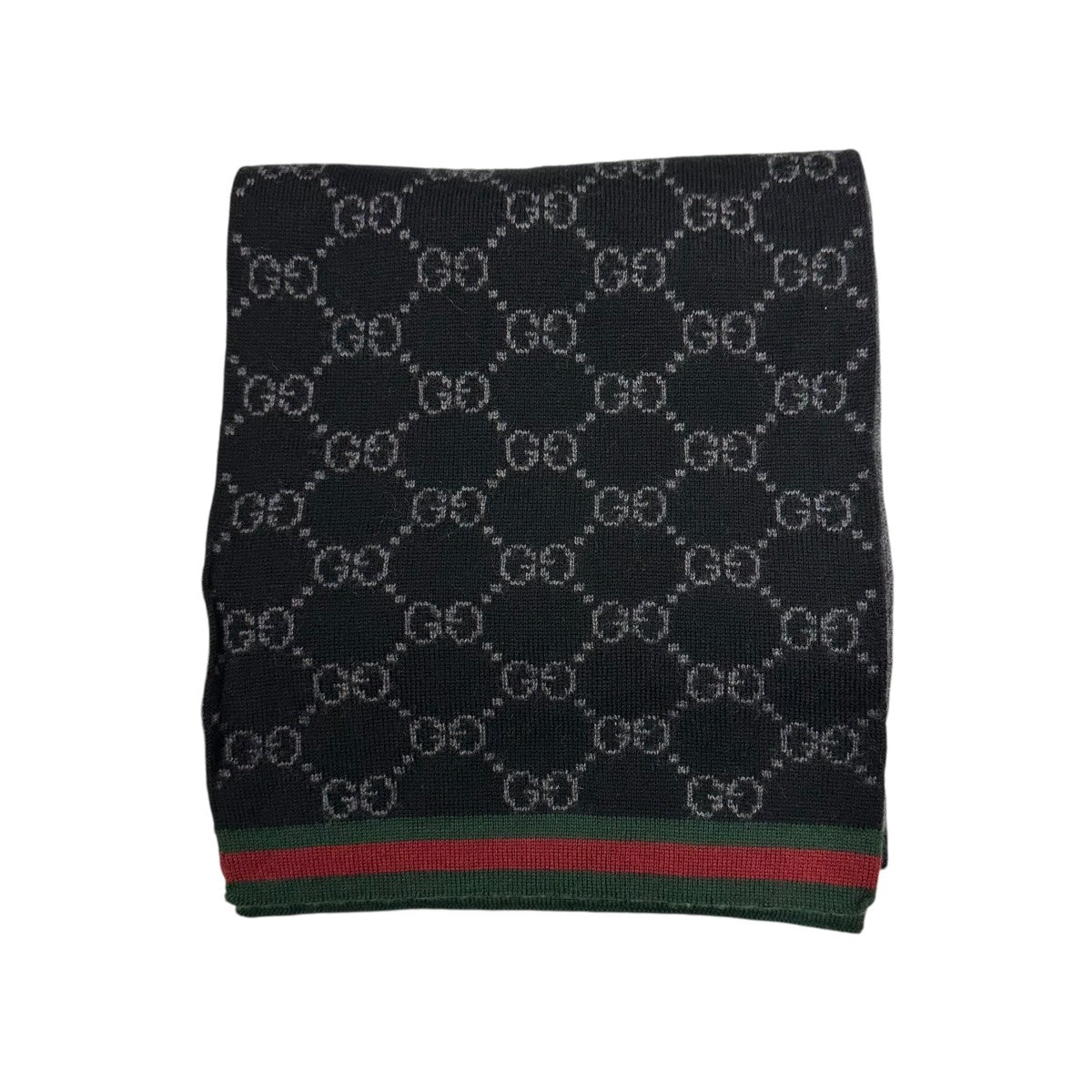 GUCCI(グッチ) GG柄マフラー325806 325806 ブラック×グレー サイズ 23