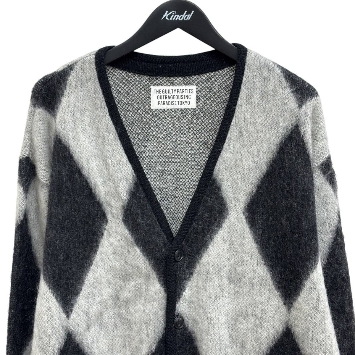 WACKO MARIA DIAMOND MOHAIR CARDIGANモヘアカーディガン 古着・中古-3枚目のアイテム画像