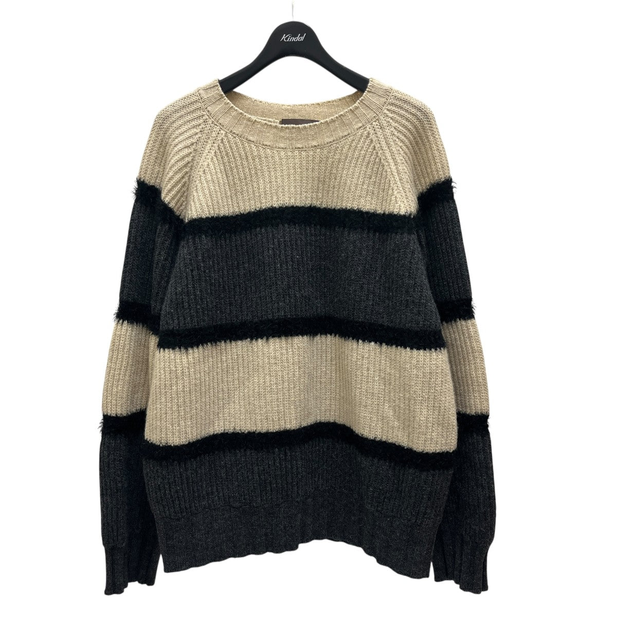 Super Comeback Lamb’s Wool Multi Border Knitクルーネックニット