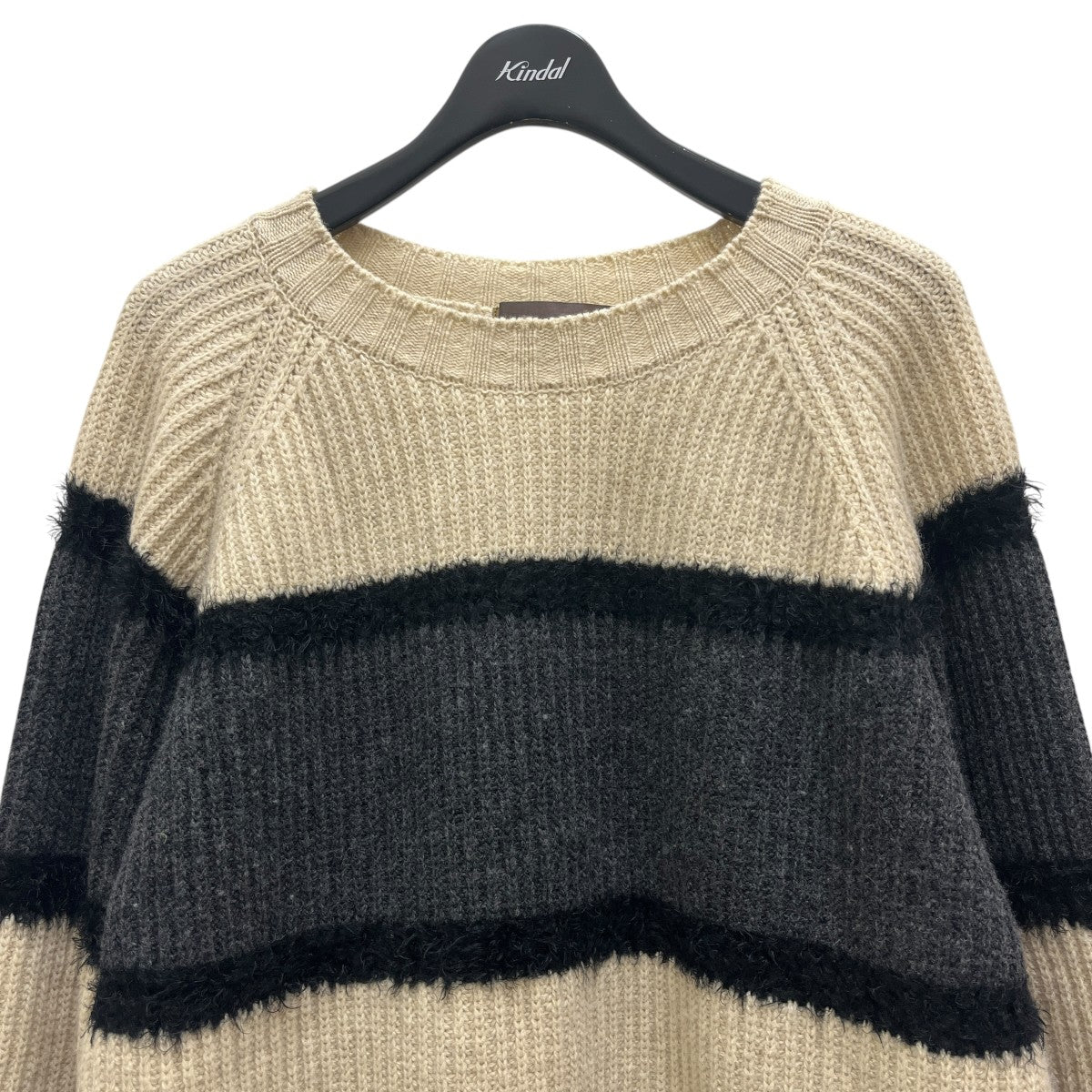 Super Comeback Lamb’s Wool Multi Border Knitクルーネックニット