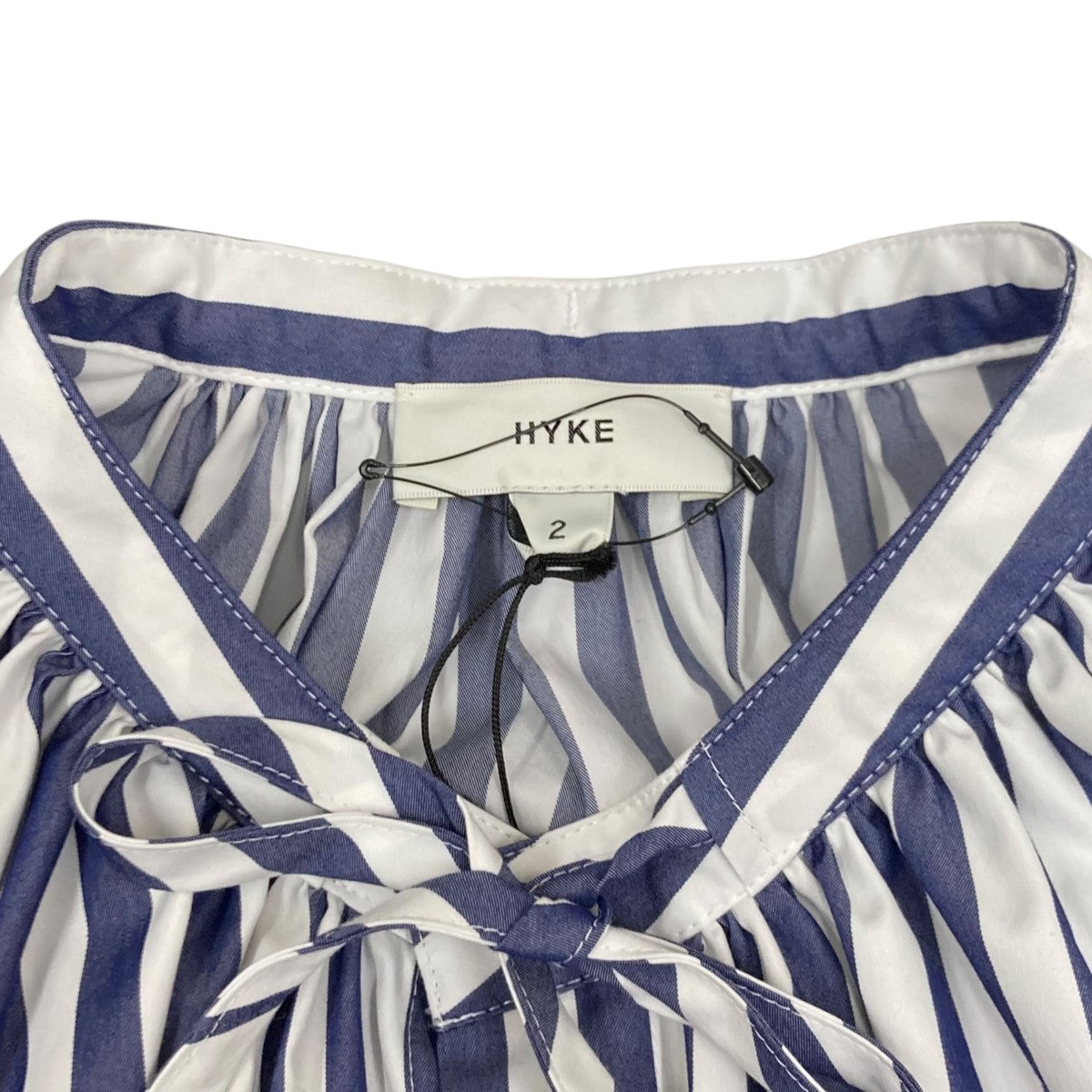 HYKE BALLOON SLEEVE GATHERED BLUE STRIPE DRESSワンピース26006 古着・中古-6枚目のアイテム画像
