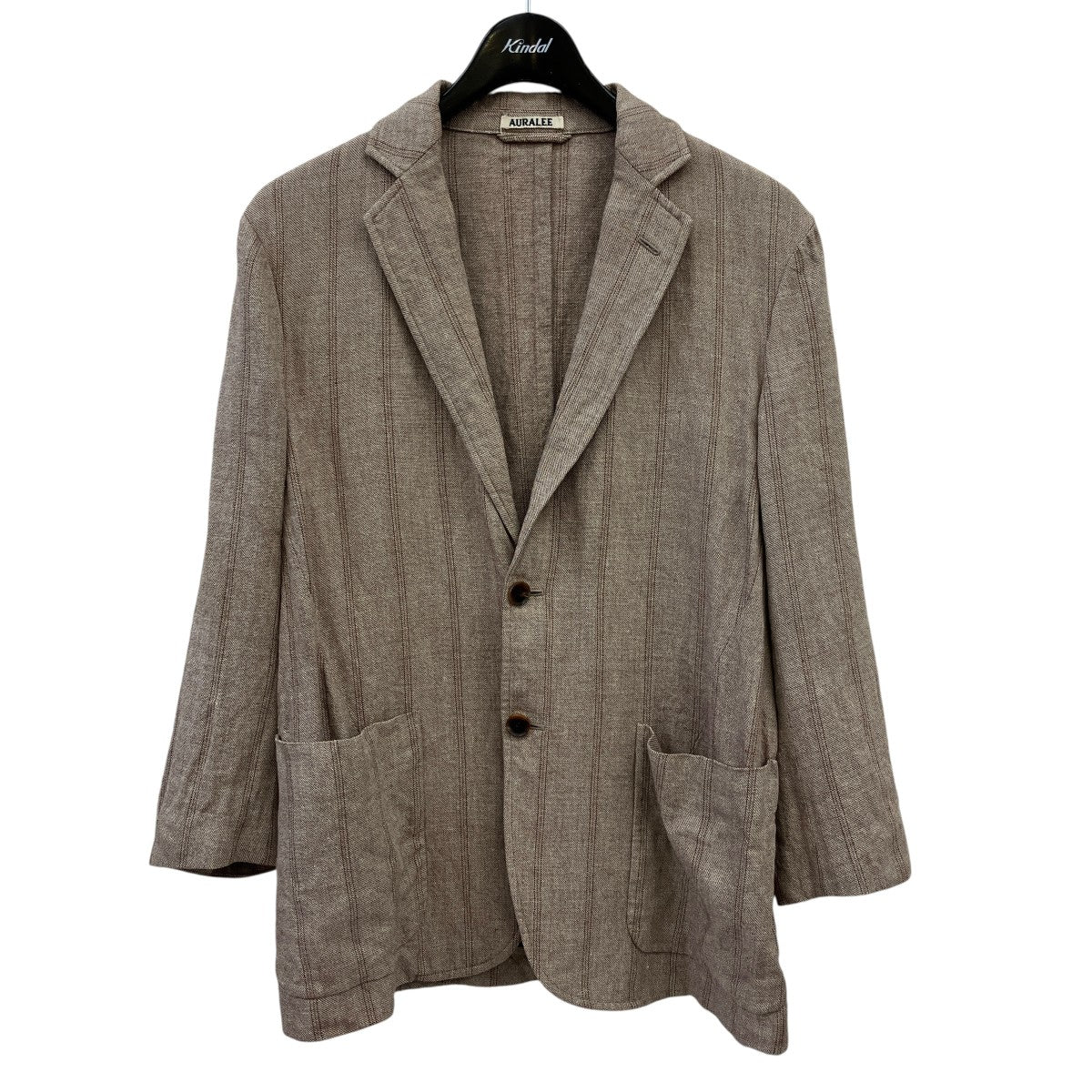 AURALEE LINEN WOOL SILK SHARK SKIN JACKETストライプテーラードジャケットA9SJ01LW 古着・中古-1枚目のアイテム画像