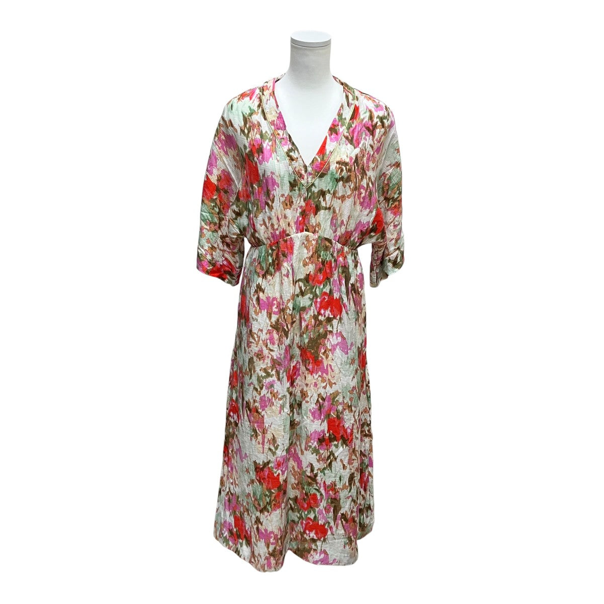 numph Nuvinnie DressVネック総柄ワンピース705414 古着・中古-1枚目のアイテム画像