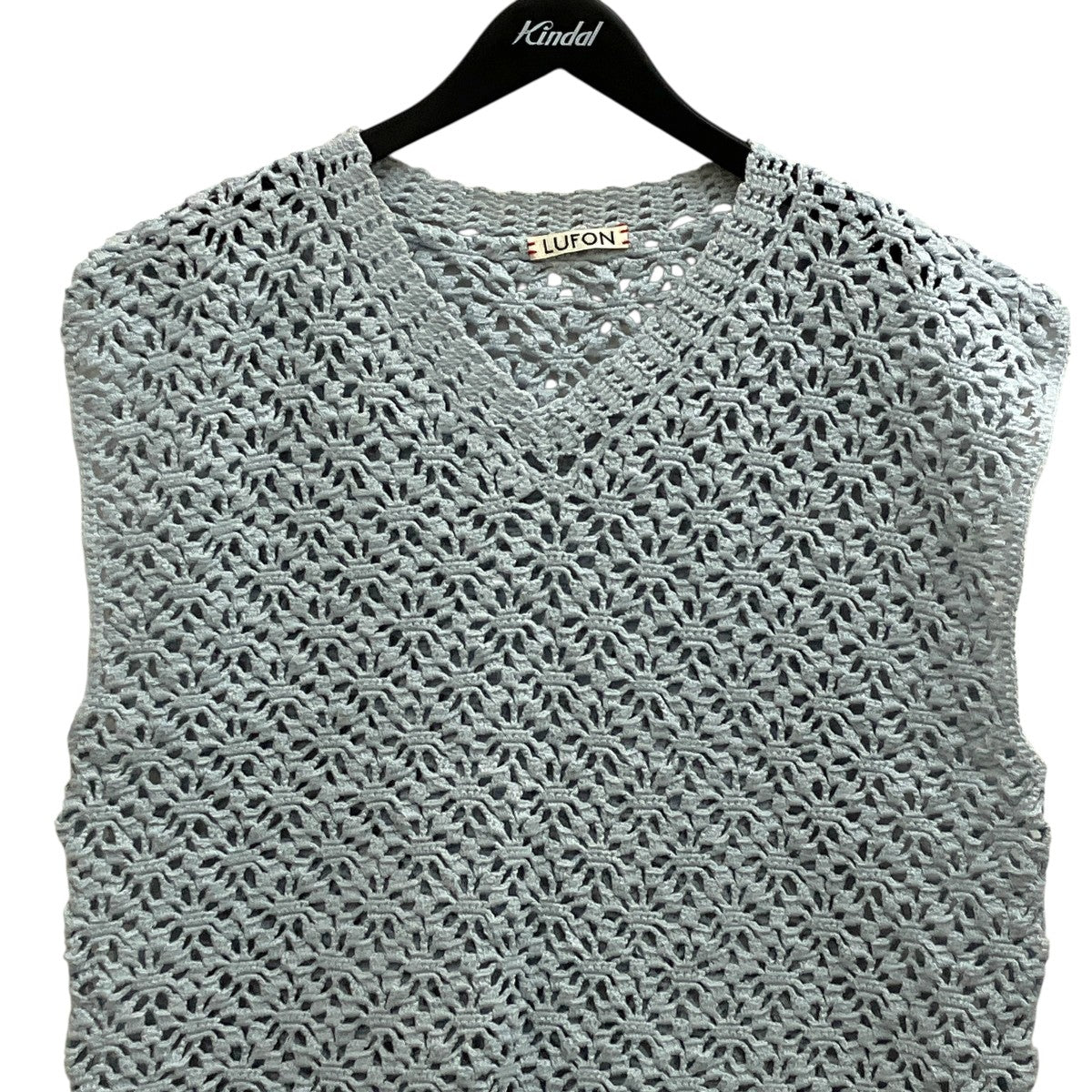 LUFON CROCHET HAND KNIT VESTニットベスト 古着・中古-3枚目のアイテム画像