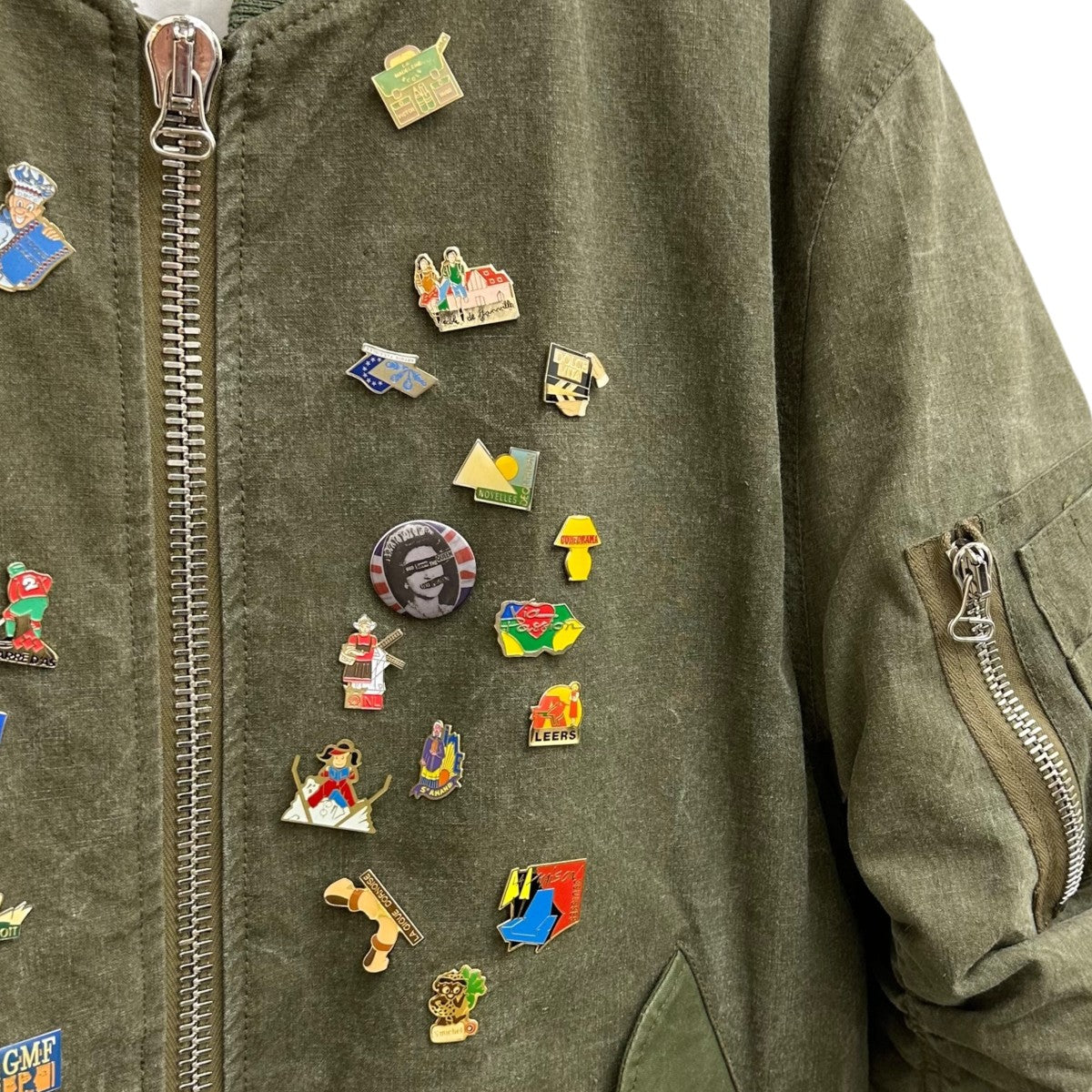 READYMADE JESSE JACKET WHIS PINSヴィンテージコットン再構築ミリタリーボンバーブルゾン 古着・中古-4枚目のアイテム画像