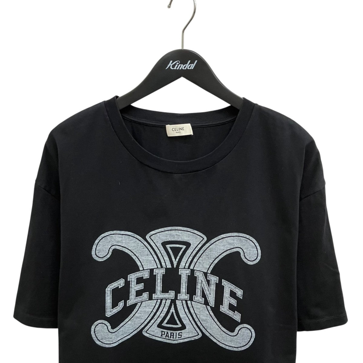 CELINE 半袖Tシャツ S黒 CELINE - CELINE セリーヌ 半袖Tシャツ ロゴプリント クルーネックの