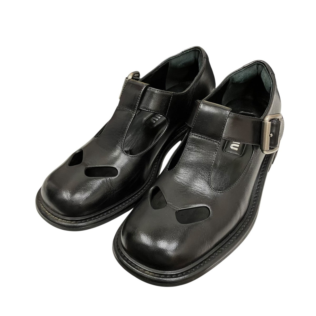MIU MIU Tバー レザーレザーシューズ5E318E 古着・中古-1枚目のアイテム画像
