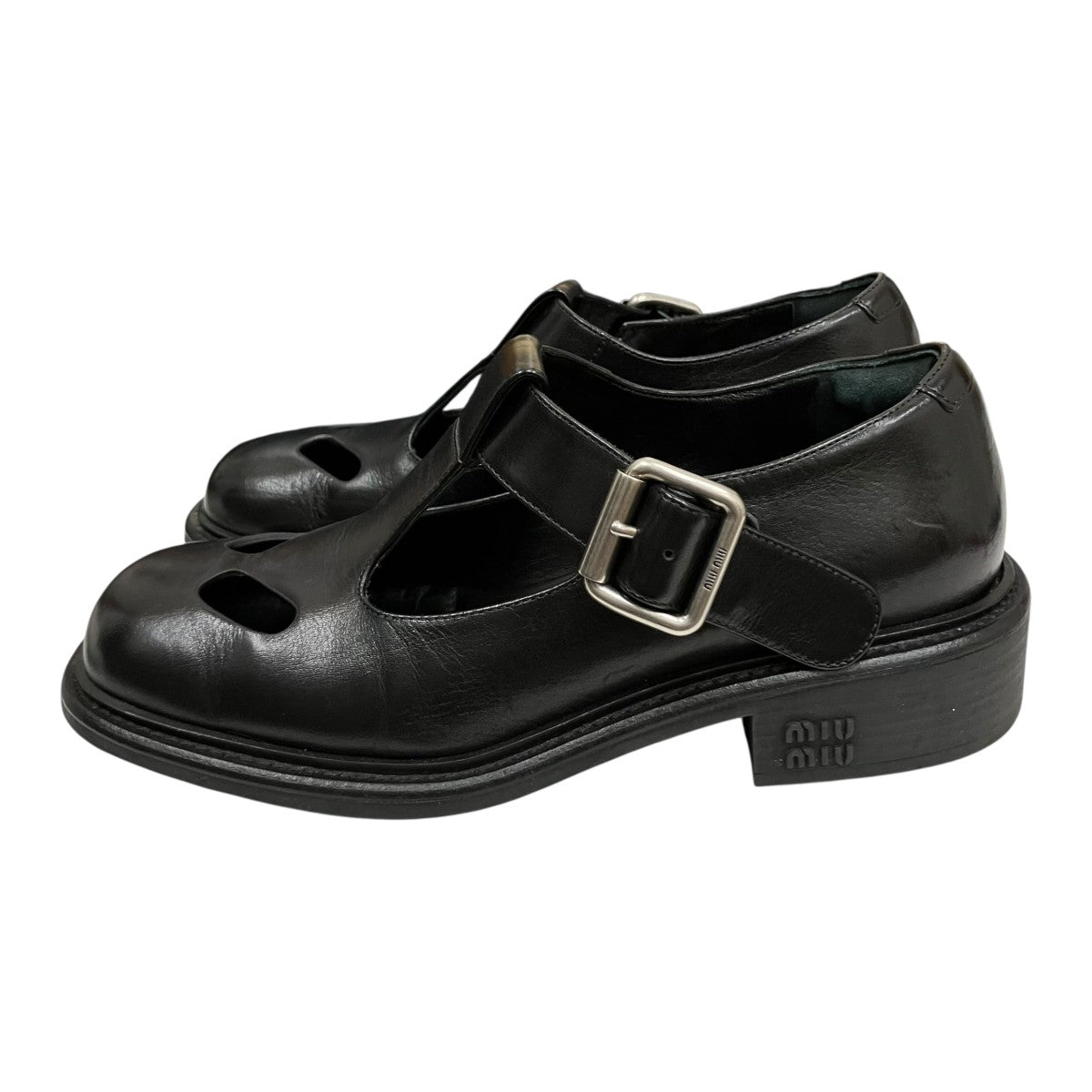 MIU MIU Tバー レザーレザーシューズ5E318E 古着・中古-3枚目のアイテム画像