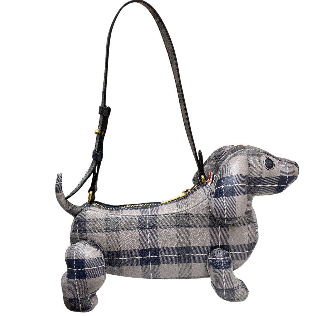 Thom Browne BABY HECTOR BAG IN PEBBLE GRAIN LEATHERチェックショルダーバッグ 古着・中古-1枚目のアイテム画像